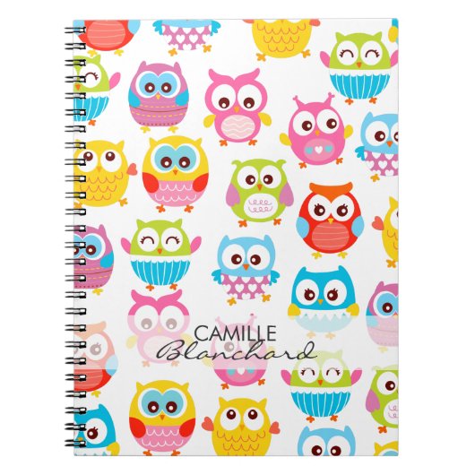 Carnet Chouettes de litte mignonnes personnalisées (Devant)