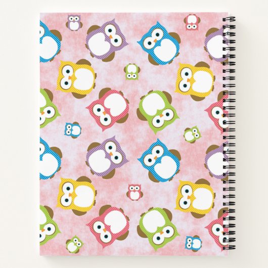 Carnet Chouettes mignonnes, Chouette Motif, Chouettes col (Dos)