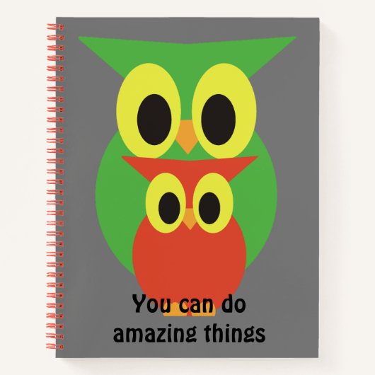 Carnet Chouettes vertes et rouges (Devant)