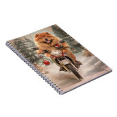 Carnet Chow Chow Chien chevauchant la moto Noël (Côté Droit)