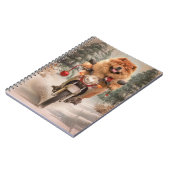Carnet Chow Chow Chien chevauchant la moto Noël (Côté gauche)