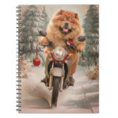Carnet Chow Chow Chien chevauchant la moto Noël (Devant)