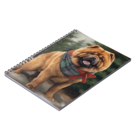 Carnet Chow Chow Chien de Noël en neige (Côté gauche)