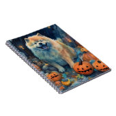 Carnet Chow Chow d'Halloween avec citrouilles effrayant (Côté Droit)