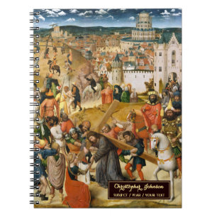 Carnet Christ portant la Croix Art Monogramme Or Esquisse