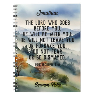 Carnet Christian Bible Verse Aquarelle Montagnes Nom