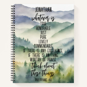 Carnet Christian Bible Verse Philippians 4 8 Montagnes