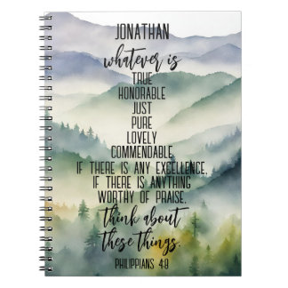 Carnet Christian Bible Verse Philippians 4 8 Paysage