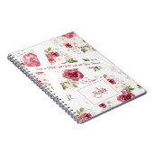 Carnet Christian Bible Verse Rose Nom Floral Monogramme (Côté Droit)