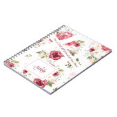 Carnet Christian Bible Verse Rose Nom Floral Monogramme (Côté gauche)