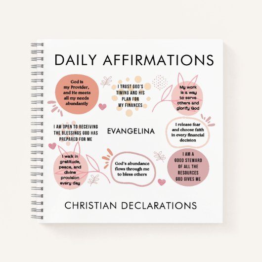 Carnet Christian Declarations Daily Affirmations Prayer (Devant)