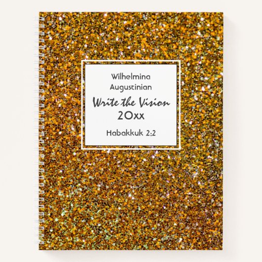 Carnet Christian WRITE THE VISION Personnalisable FAUX OR (Devant)