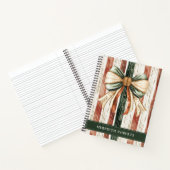 Carnet Christmas Bow Rustic Stripes Personalized (Intérieur)