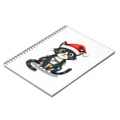 Carnet Christmas Cat Tuxedo black cat xmas lights kitty c (Côté gauche)
