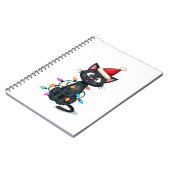 Carnet Christmas Cat Tuxedo black cat xmas lights kitty c (Côté gauche)