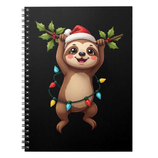 Carnet Christmas Lights Sloth Wearing Xmas Hat - Sloth Lo (Devant)