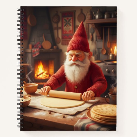 Carnet Christmas Norwegian Nisse Making Lefse, Notebook (Devant)