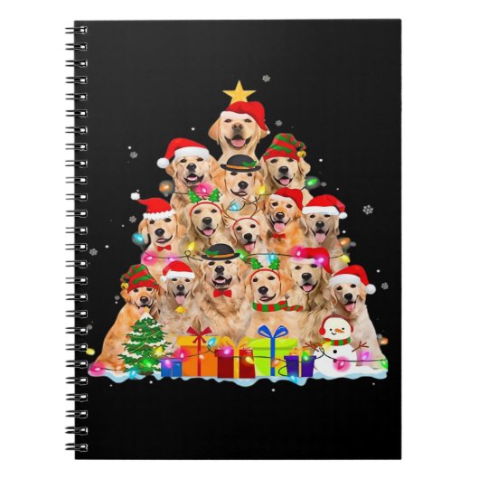 Carnet Christmas Pajama Golden Retriever Tree Xmas Gift D (Devant)