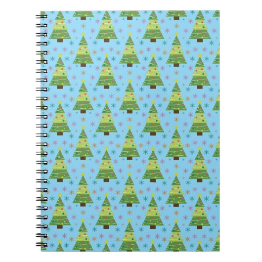 Carnet Christmas Trees and Snowflakes Repeat Pattern (Devant)