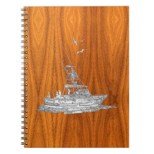 Carnet Chrome Comme bateau de pêche sur bois de teck