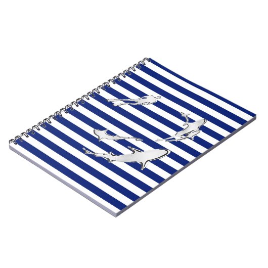 Carnet Chrome Comme Plongeur et requins sur les rayures n (Côté gauche)