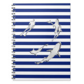 Carnet Chrome Comme Plongeur et requins sur les rayures n (Devant)