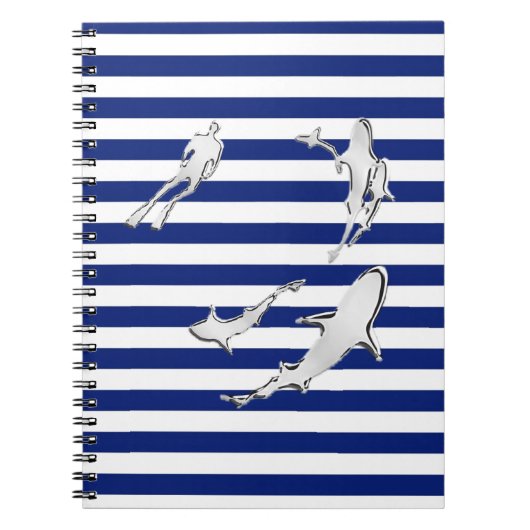 Carnet Chrome Comme Plongeur et requins sur les rayures n (Devant)