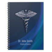 Carnet Chrome Dark Caduceus Holographique 3D Médicale (Devant)