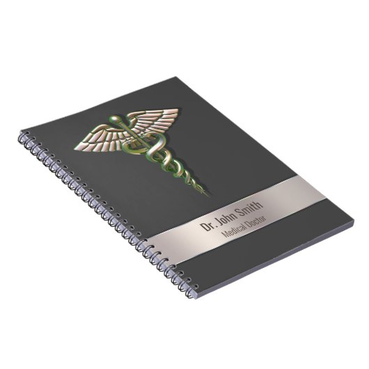 Carnet Chrome Holographique 3D Caducée Médical (Côté Droit)