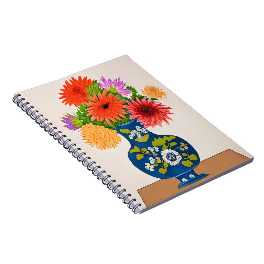 Carnet Chrysanthèmes dans un vase chinois bleu (Côté Droit)