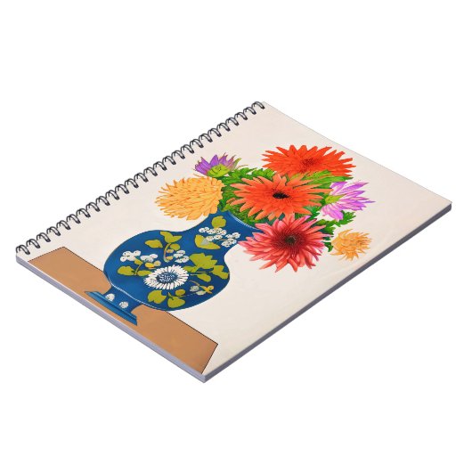 Carnet Chrysanthèmes dans un vase chinois bleu (Côté gauche)