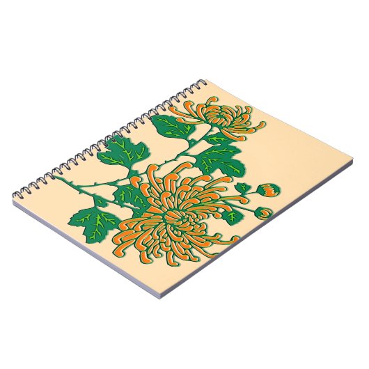 Carnet Chrysanthèmes d'araignée chinois - orange clair (Côté gauche)