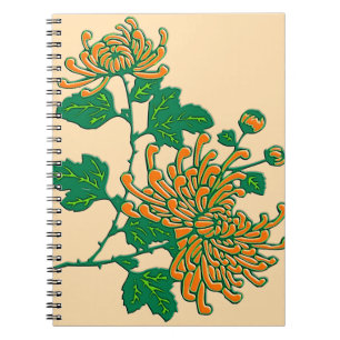 Carnet Chrysanthèmes d'araignée chinois - orange clair
