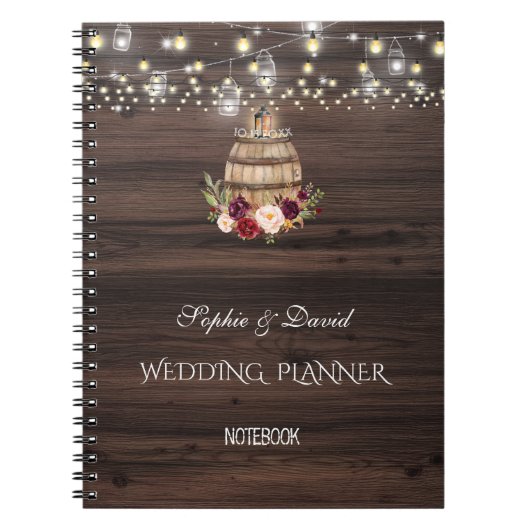 Carnet Chute Burgundy Vin Barrel Wedding planner Floral (Devant)