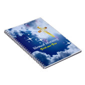 Carnet Ciel bleu avec nuages blancs et Croix d'or (Côté Droit)