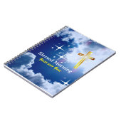 Carnet Ciel bleu avec nuages blancs et Croix d'or (Côté gauche)