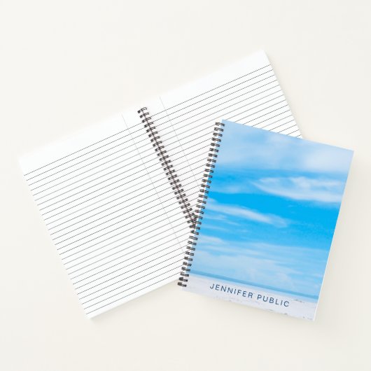 Carnet Ciel bleu nuages blancs Modèle personnalisé modern (Intérieur)