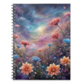 Carnet Ciel cosmique avec fleurs d'imaginaire (Devant)