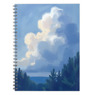 Carnet Cieux nuageux Peinture aquarelle de la forêt ble
