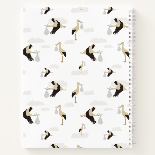 Carnet Cigogne Nouveau-Né Bébé Garçon Fille Mémoires Keep (Dos)