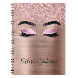 Carnet Cils Beauté Paillettes Glam Rose Gold Monogramme