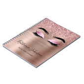 Carnet Cils Pailletés Or Rose Glam Monogramme Beauté (Côté gauche)