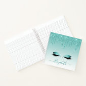 Carnet Cils Pailletés Sarcelle Écriture Moderne Tendance (Intérieur)