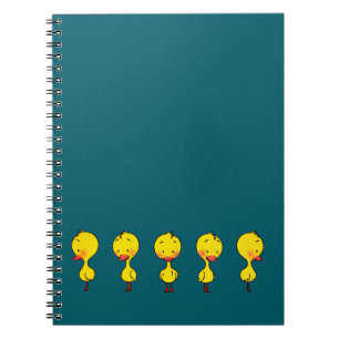 Carnet Cinq mignons Canards Jaunes Caricaturés
