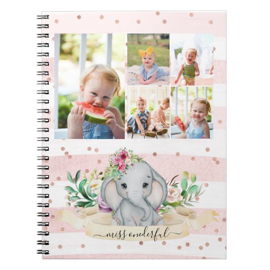 Carnet Cinq photos Collage Miss Onderful Baby Elephant (Devant)