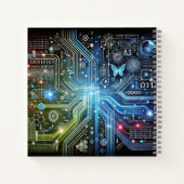 Carnet Circuit imprimé, code binaire et papillon lumineux (Dos)
