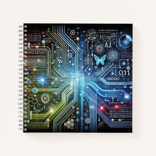 Carnet Circuit imprimé, code binaire et papillon lumineux (Devant)