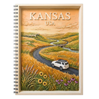 Carnet Circuit routier vintage dans la prairie du Kansas,