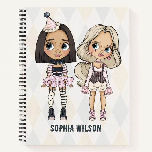 Carnet Circus School Pink Harlequin Girls Notebook (Devant)