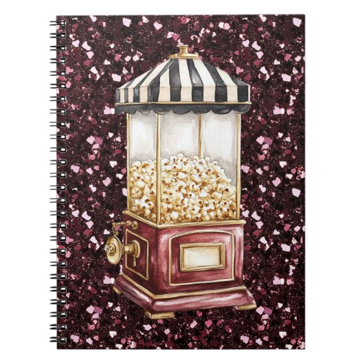 Carnet Cirque de Popcorn Pailleté Bourgogne (Devant)